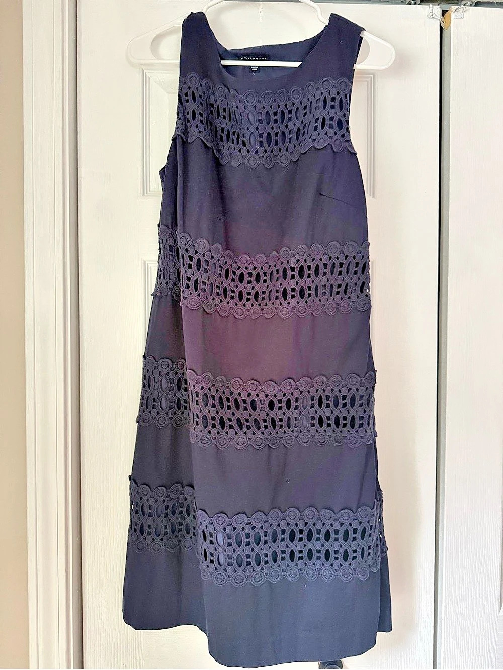 Willi Smith Lace Panel Midi Dress in Black Size 14 Like New